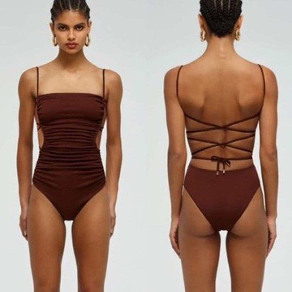 Self-portrait RS22-606 SNAKE TESTURED TIED ONEPIECE SWIMSUIT
